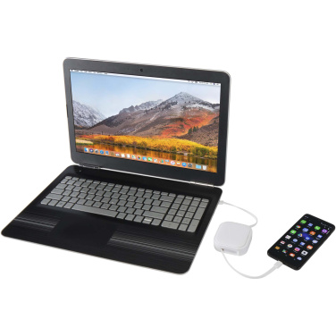 Logo trade corporate gifts image of: Gloas 5-in-1 recycled retractable data sync and 100W fast charge cable with smartphone tool kit