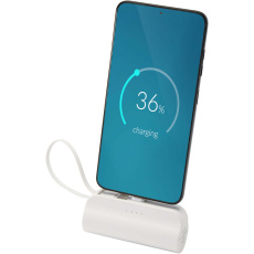 Alnair 5000 mAh 10W recycled plastic Type-C power bank with built-in flip stand and 2-in-1 cable
