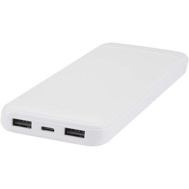 Logo trade promotional gifts image of: Adhil 10.000 mAh 10W recycled plastic power bank with 2 built-in cables