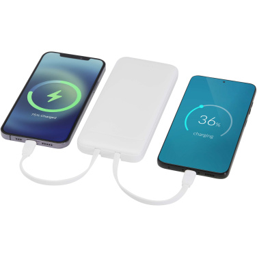 Logotrade promotional merchandise picture of: Adhil 10.000 mAh 10W recycled plastic power bank with 2 built-in cables