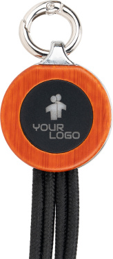 Logo trade corporate gift photo of: 4-in-1 cable with elighted logo in a wooden casing