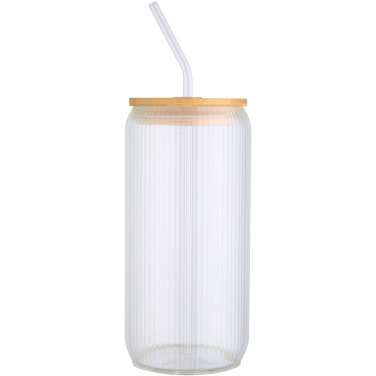 Logo trade advertising products picture of: Mirage 500 ml single-walled borosilicate glass jar with bamboo lid