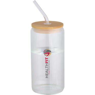 Logotrade promotional gift picture of: Mirage 500 ml single-walled borosilicate glass jar with bamboo lid