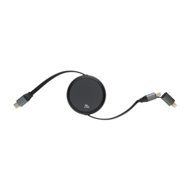 Logo trade promotional gifts image of: Terra RCS recycled aluminium retractable 240W 2-in-1 cable