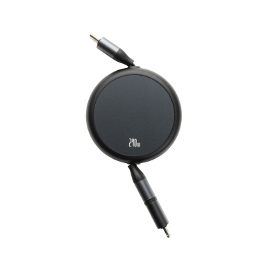 Logo trade business gift photo of: Terra RCS recycled aluminium retractable 240W 2-in-1 cable