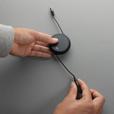 Logotrade promotional item picture of: Terra RCS recycled aluminium retractable 240W 2-in-1 cable