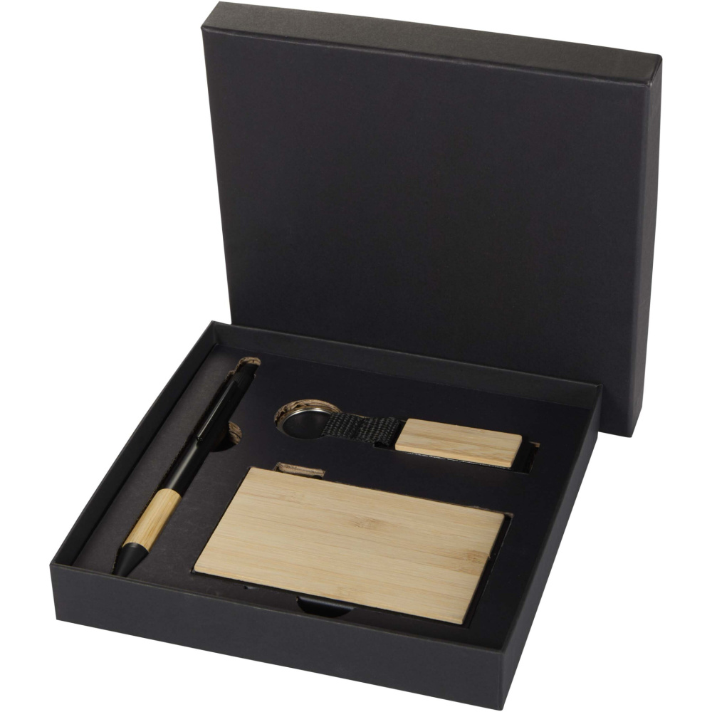 Logotrade promotional merchandise picture of: Minka RCS recycled aluminium ballpoint pen, keychain and RFID card holder gift set