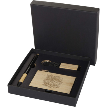 Logo trade promotional item photo of: Minka RCS recycled aluminium ballpoint pen, keychain and RFID card holder gift set