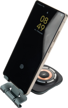 Logo trade business gifts image of: Phone holder with wireless charger