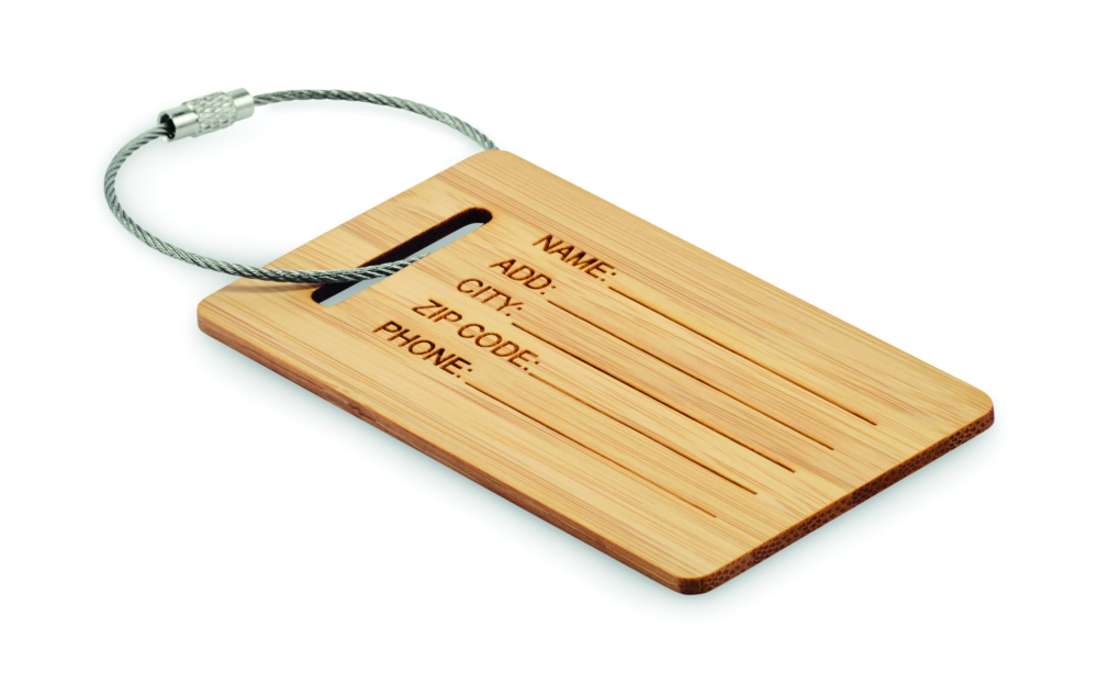 Logo trade business gift photo of: Bamboo luggage tag