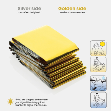 Logo trade promotional giveaway photo of: Solra emergency blanket in RCS recycled RPET pouch