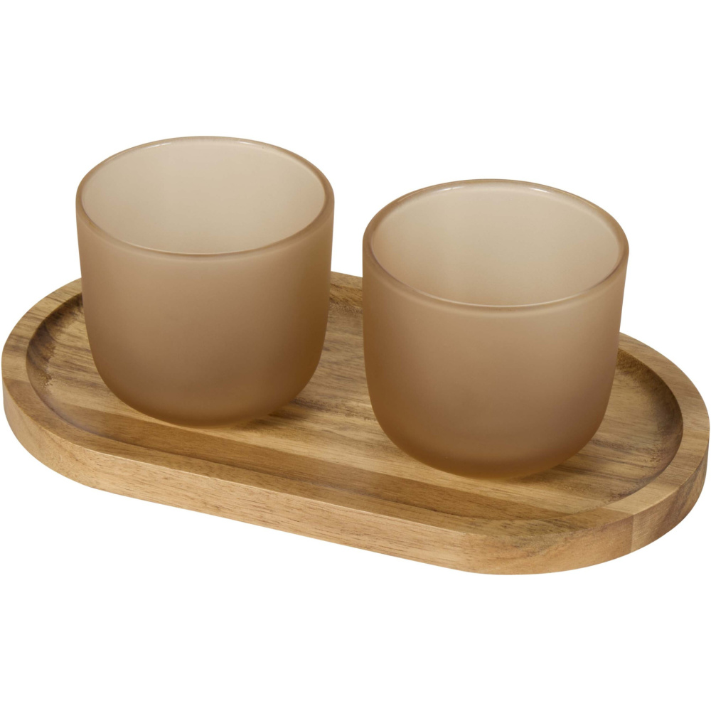 Logo trade corporate gifts image of: Male wooden serving tray and glass cups set