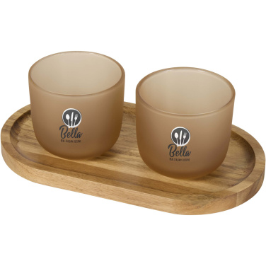Logo trade advertising products image of: Male wooden serving tray and glass cups set