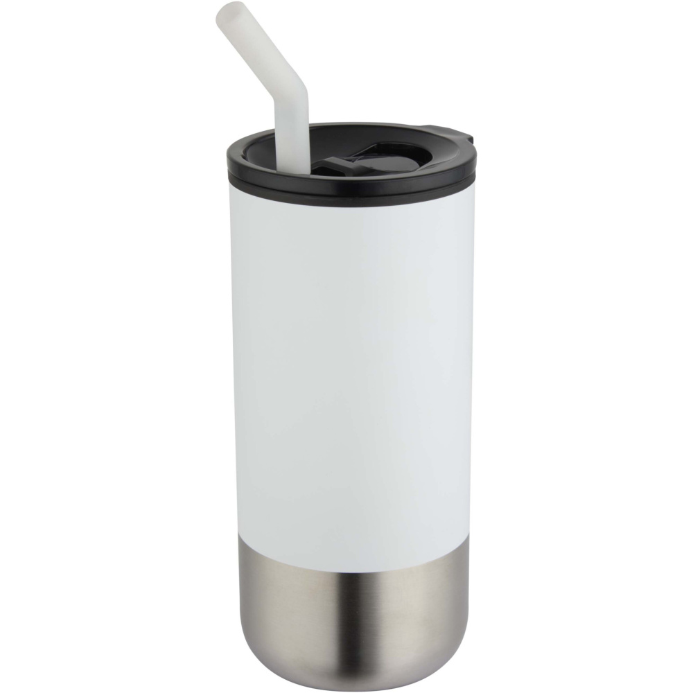 Logo trade business gift photo of: Grayson 480 ml RCS recycled insulated tumbler with straw