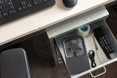 Logo trade promotional gifts image of: Aervina RCS recycled plastic re-chargeable desk fan