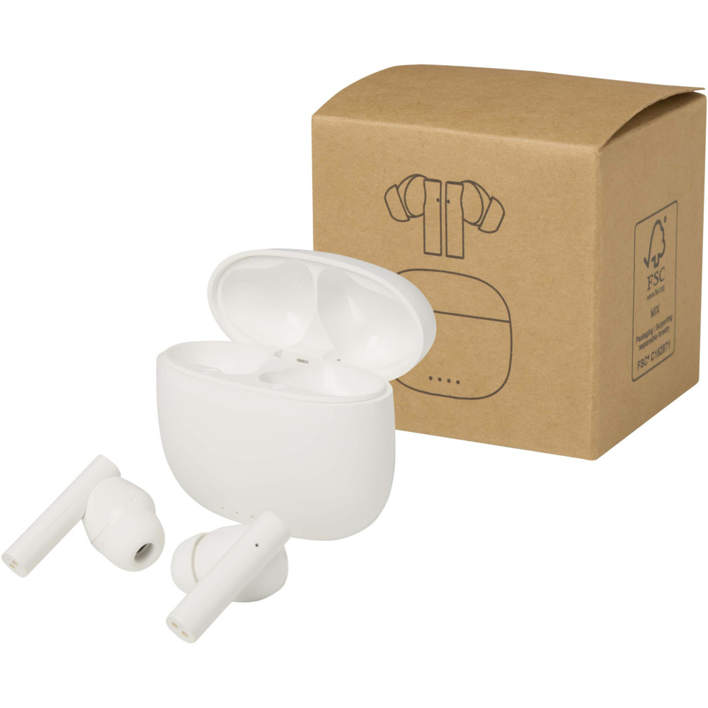 Logotrade advertising product picture of: Alterf recycled plastic True Wireless Bluetooth® headset with silicone eartips