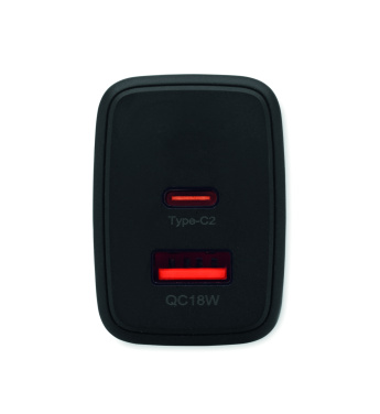 Logo trade advertising product photo of: EU 2-pole wall adapter/charger