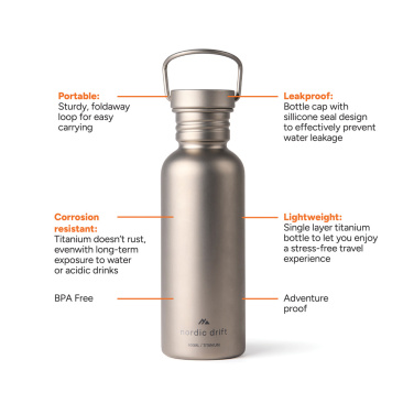 Logotrade advertising products photo of: Nordic Drift Trail Ultra Light Titanium 600ml Water Bottle