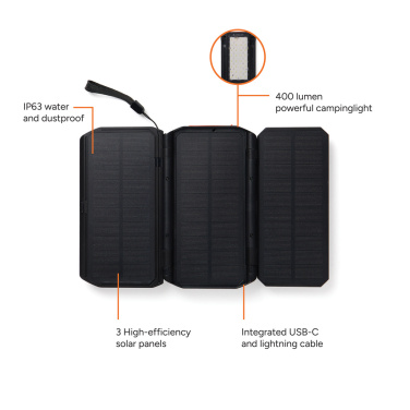 Logo trade corporate gifts picture of: Nordic Drift Titan 10.000mAh solar powerbank with 3 panels