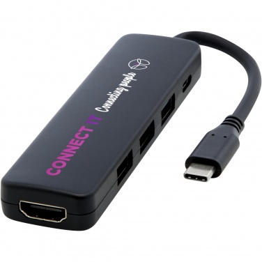 Logo trade ärikingituse pilt: Loop RCS taaskasutatud plastist multimeediumiadapter USB 2.0-3.0 HDMI-pordiga