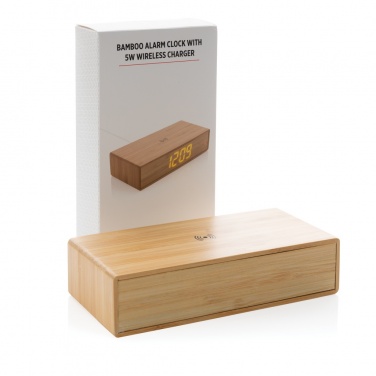 Logotrade meene foto: Bambusest äratuskell 5W juhtmevaba laadijaga
