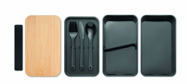 Logotrade ärikingituse foto: PP-st lõunakarp ja bambusest kaas