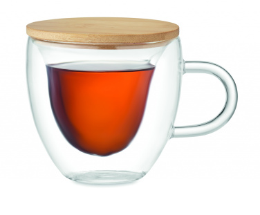 Logotrade firmakingi foto: Topeltseintega joogiklaas kaanega