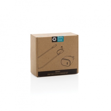 Logotrade mainoslahja ja liikelahja kuva: Boost RCS kierrätetty PET 20W USB-C 2 kpl lataussetti