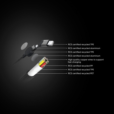 Logotrade liikelahjat kuva: Oakland RCS 1.2m 6-in-1 nopean latauksen 45W kaapeli