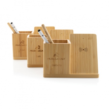 Logo trade liikelahja kuva: Calgary bambuinen 10W langaton laturi