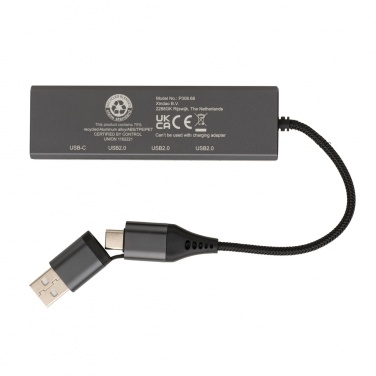 Logo trade mainoslahja kuva: Terra RCS alumiininen USB-hub 3 portilla