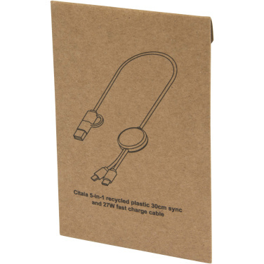 Logotrade mainostuotet kuva: Citala kierrätysmuovinen 30 cm:n ja 27W:n datasynkronoiva 5-in-1-pikalatauskaapeli