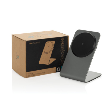 Logo trade mainostuote kuva: Terra alumiininen 15 W:n magneettinen langaton latausteline