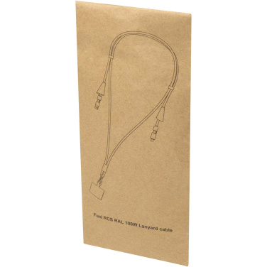 Logo trade liikelahjat mainoslahjat kuva: Funi kierrätetystä muovista valmistettu älypuhelinkaulanauha, jossa on sisäänrakennettu datasynkronointi- ja 100 W:n 5-in-1-pikalatauskaapeli