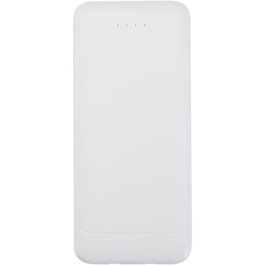 Logo trade mainostuote kuva: Adhil 10 000 mAh:n ja 10 W:n kierrätetystä muovista valmistettu varavirtalähde, jossa on kaksi sisäänrakennettua kaapelia