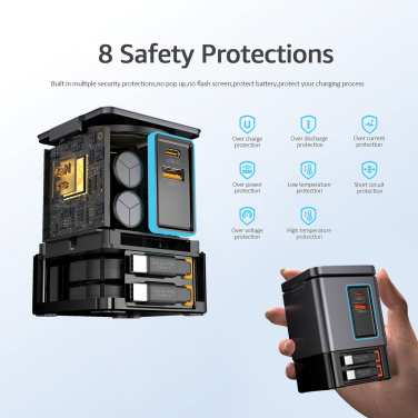 Logo trade mainostuotet tuotekuva: Urban Vitamin Sacramento 105WGAN -laturi, kaapelit