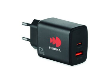 Logotrade mainostuote tuotekuva: EU:n 2-napainen adapter/laturi