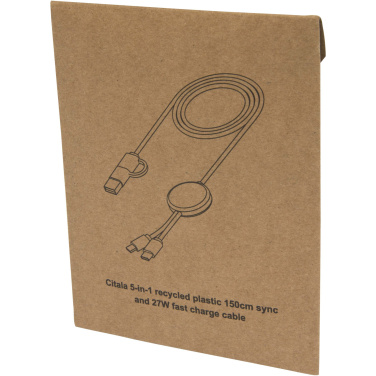 Логотрейд pекламные продукты картинка: Citala кабель 5-в-1 из переработанной пластмассы длиной 150 см для синхронизации данных и быстрой зарядки мощностью 27 Вт