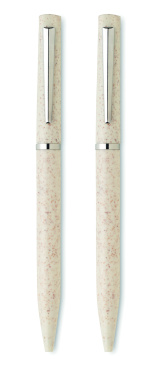 Логотрейд pекламные cувениры картинка: Wheat straw/ABS twist pen set