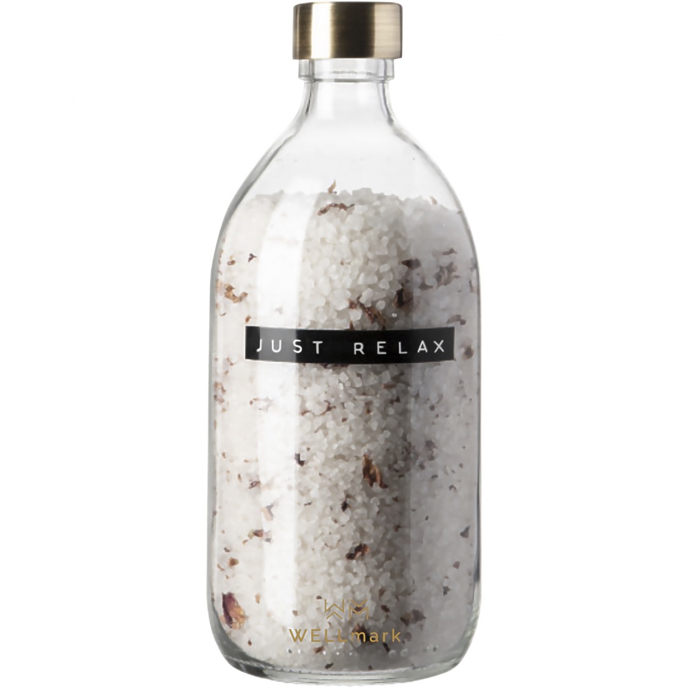 Logotrade kampanjprodukter bild: Wellmark Just Relax 500 ml badsalt – rosdoft