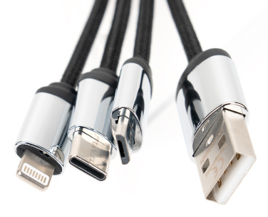 Logotrade presentreklam bild: 4-i-1-kabel med upplyst logotyp i trähölje